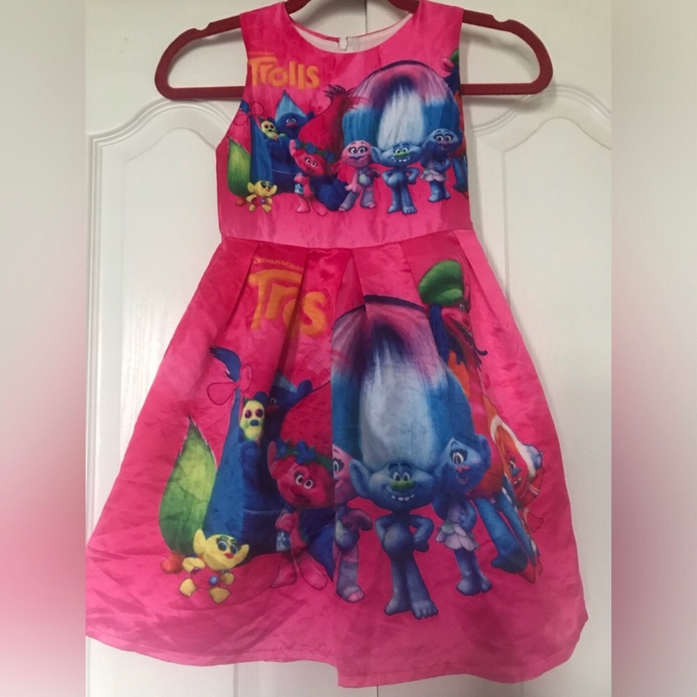 Trolls Pink Girls Sleeveless Dress Size 6/7 NWOT